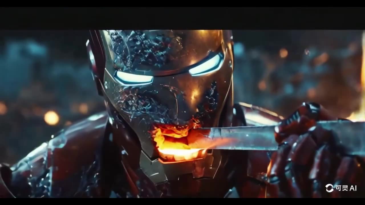 Iron Man eating Iron bar ai 2024