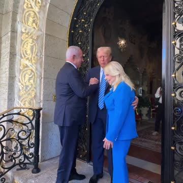 President Trump greets Prime Minister Netanyahu at Mar-a-Lago
