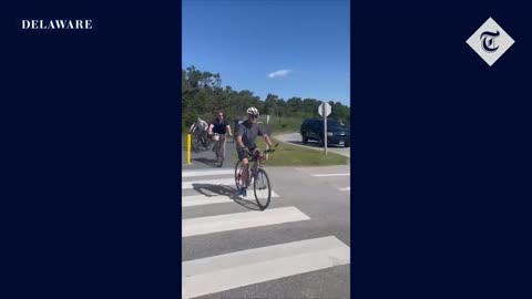 Joe Biden falls off bike while cycling in Delaware