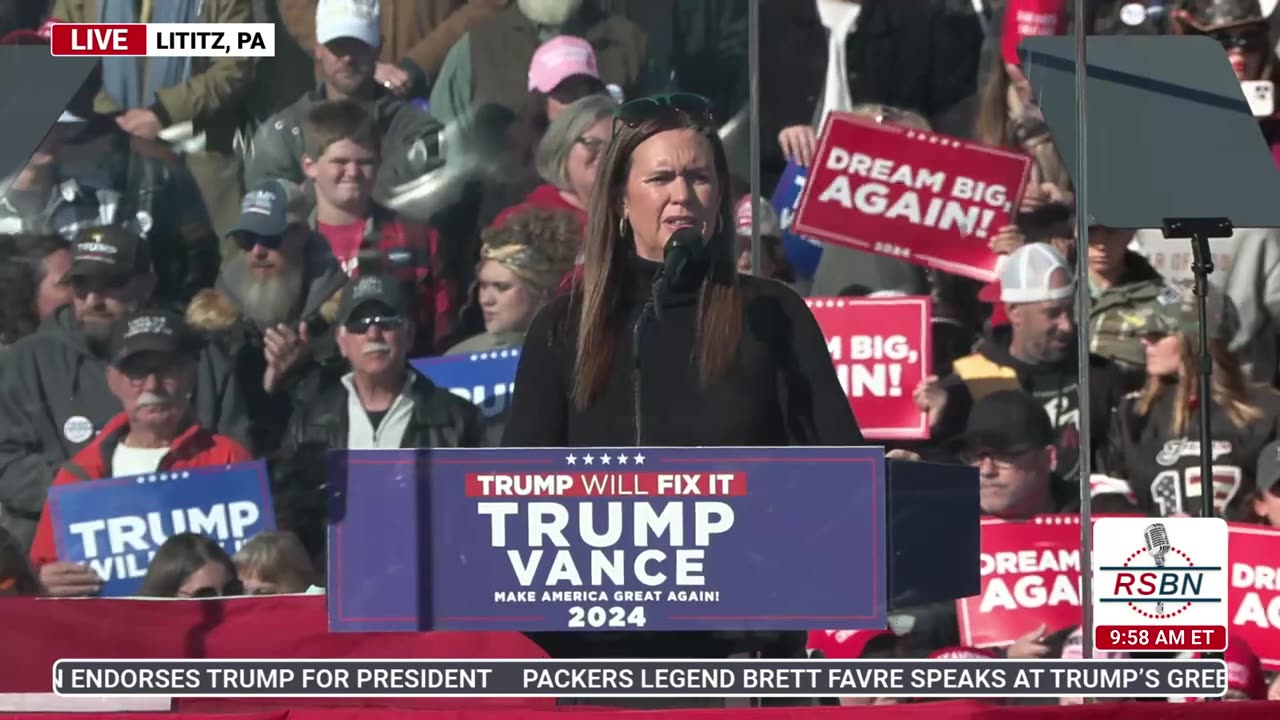 Governor Sarah Huckabee Sanders Rally Lititz Pennsylvania 11/3/24