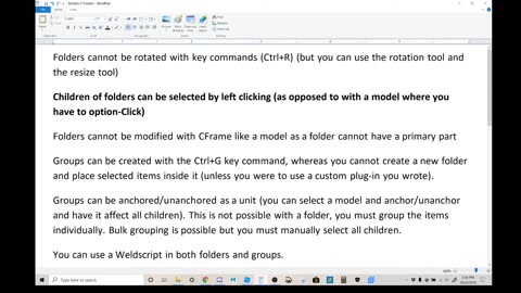 Roblox Studio: Groups vs. Folders