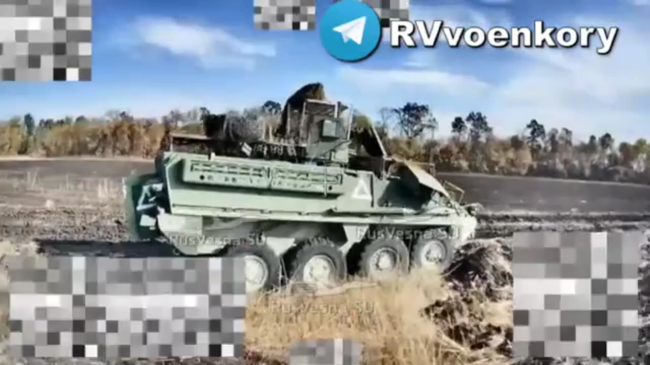 Russian drone hits Ukrainian C-UAS Stryker in the Kursk region