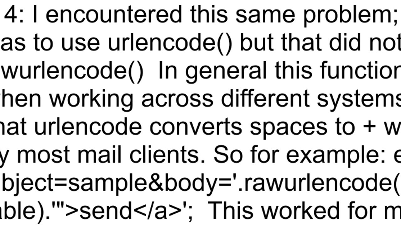 Encoding mailto link with body text