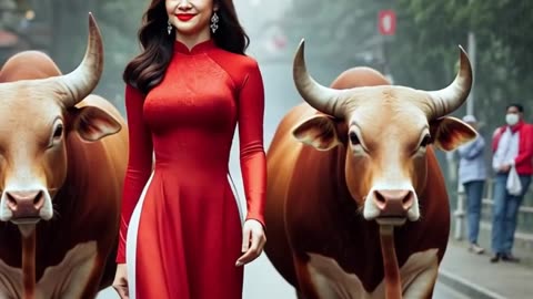 cool lady and cows