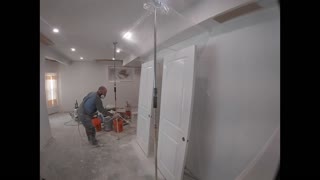 Spraying Basement Doors