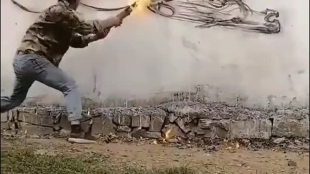 Drawing with a burning torch