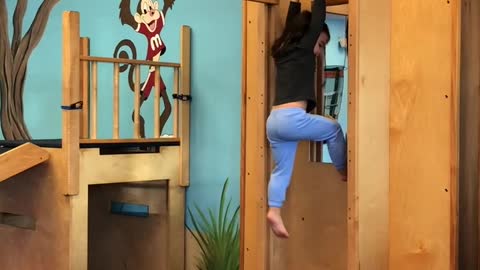 3 year old on Monkey bar