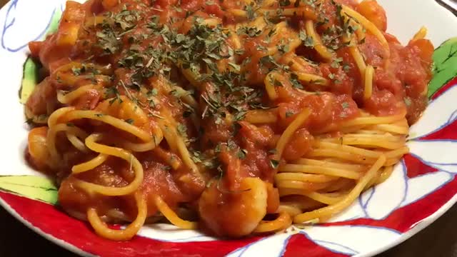 steamed tomato spaghetti It looks delicious.