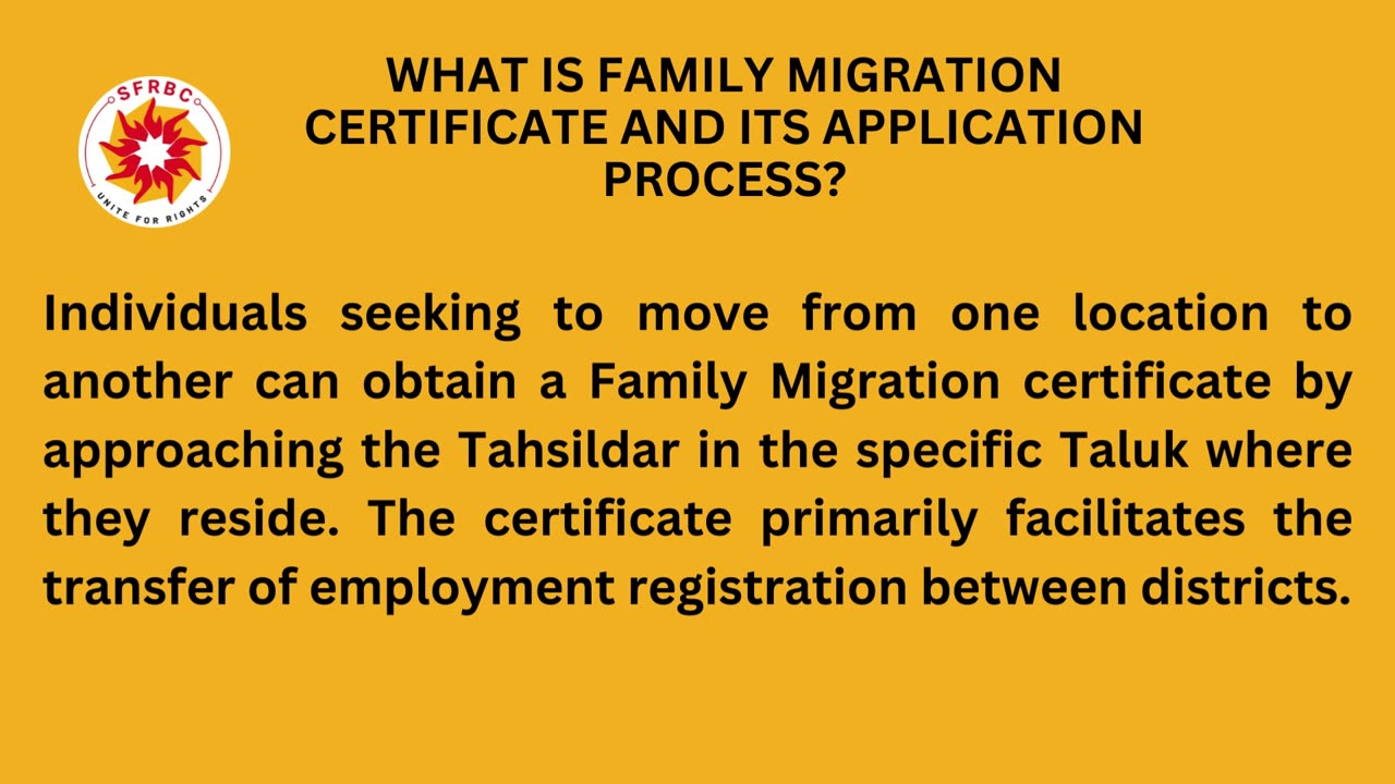 where to get Family Migration Certificate in Tamil Nadu