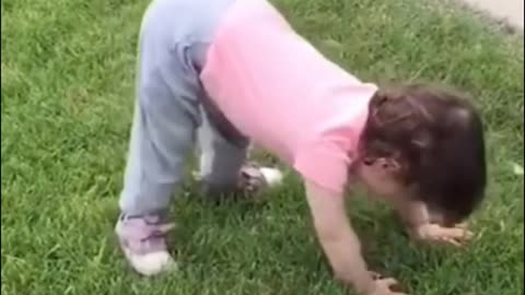 Funny baby video playing
