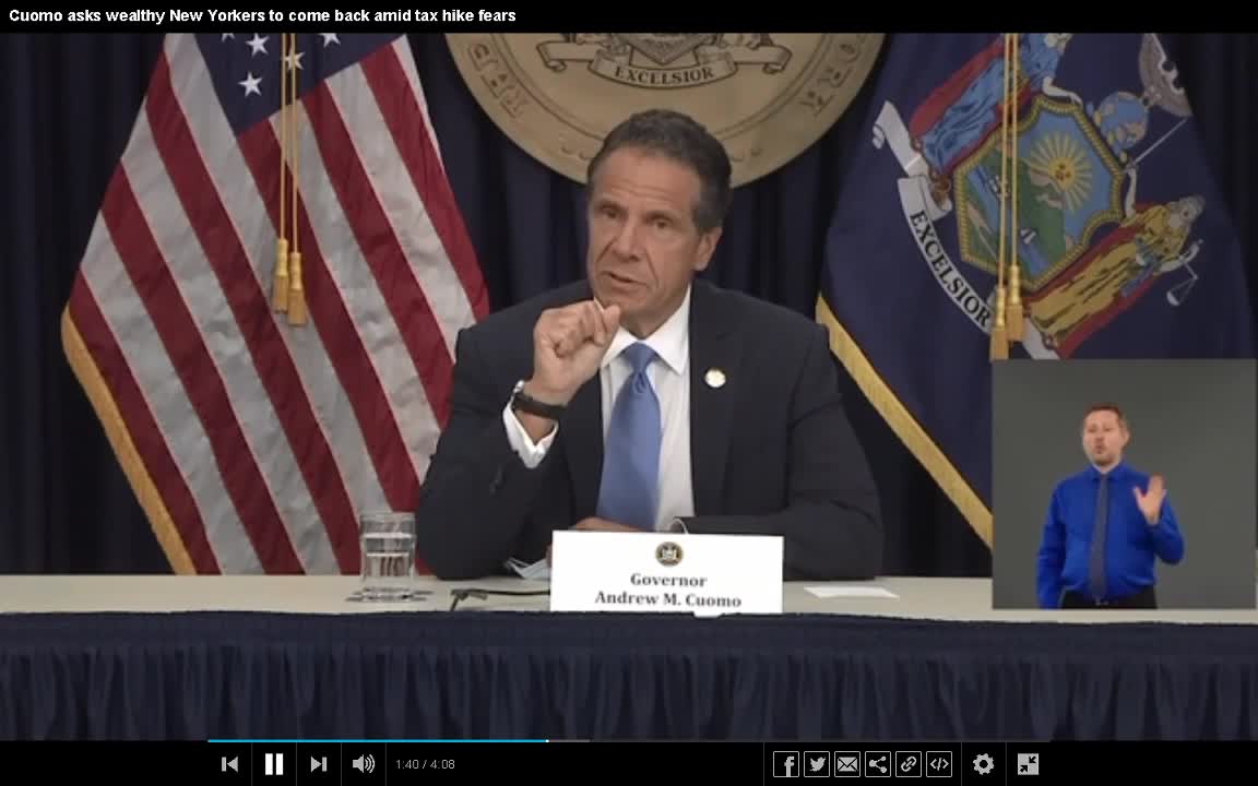 Cuomo admits how much in taxes the rich really pay.