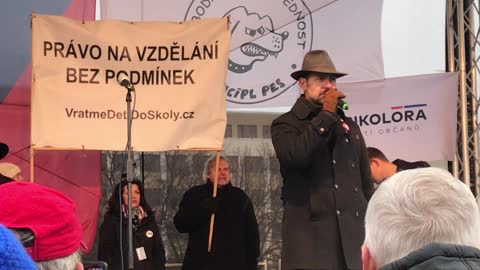 živnostník David Tesař 28.11.2021 na festivalu odvahy a svobody v Praze na Letné