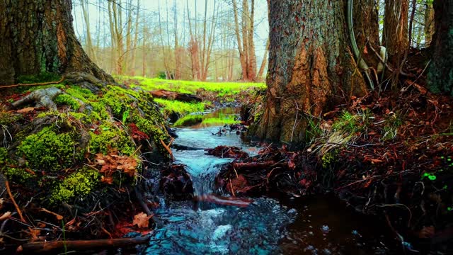 Live water stream sound with Piano music for mind relaxing