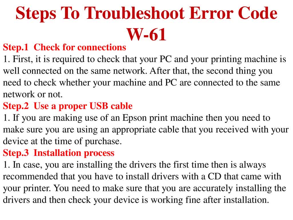 Simple Ways To Fix Epson Error Code W-61