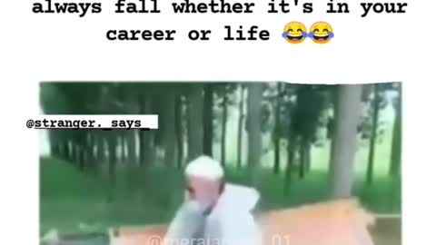 Funny Man fell down from swing and made laugh