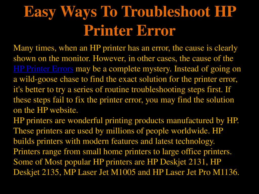 Easy Ways To Troubleshoot HP Printer Error