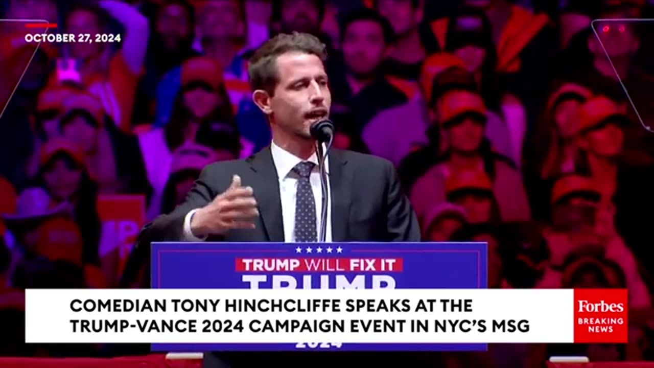 FULL REMARKS: Comedian Tony Hinchcliffe Speaks at Trump Rally in NYC