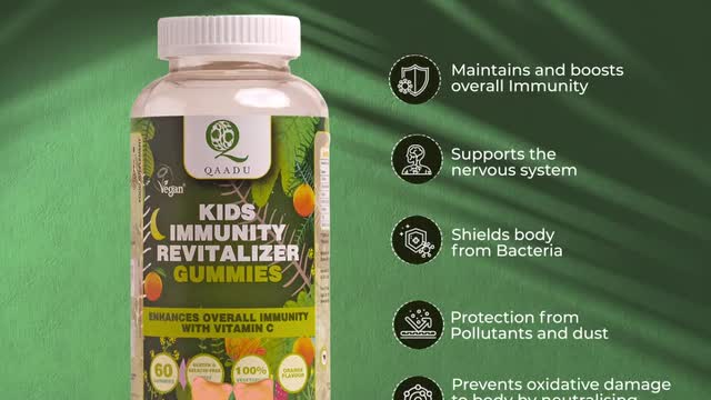 For a health boost, get Qaadu Kids Immunity Revitaliser Gummies.