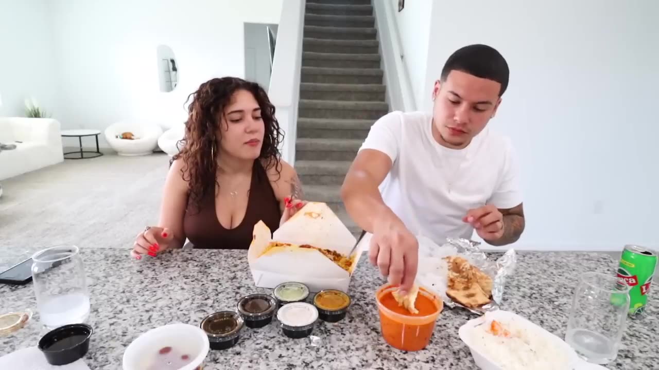 Foreigners trying Indian food for the first #indian#food#butterchicken#reaction#viraltime
