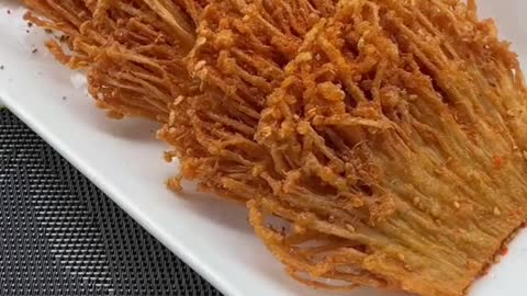 Deep-fried enoki mushrooms