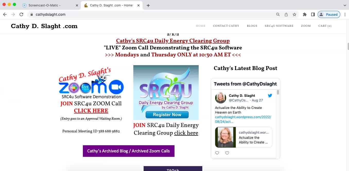 SRC4u Software Demonstration Zoom Call 8.29.2022 by Cathy D. Slaght