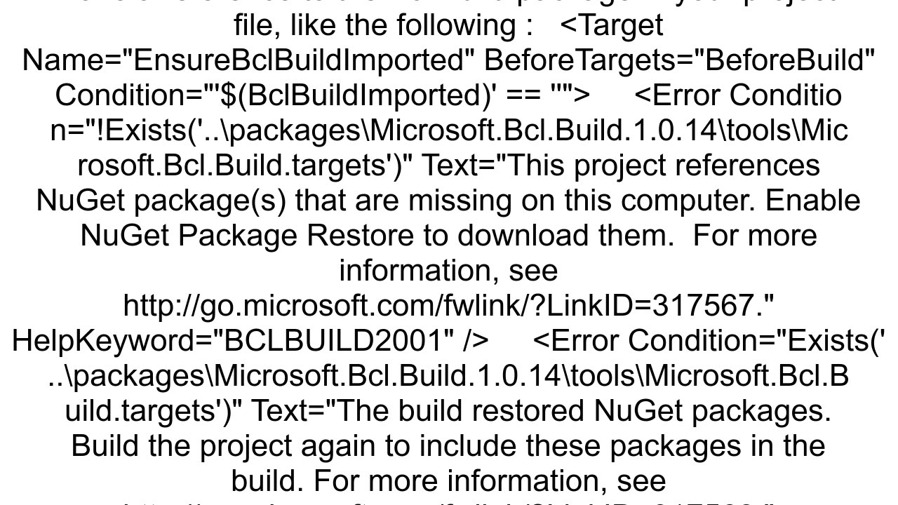 Error The build restored NuGet packages Build the project again to include these packages in the bu