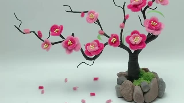 The beautiful artificial plum blossom is a work of art