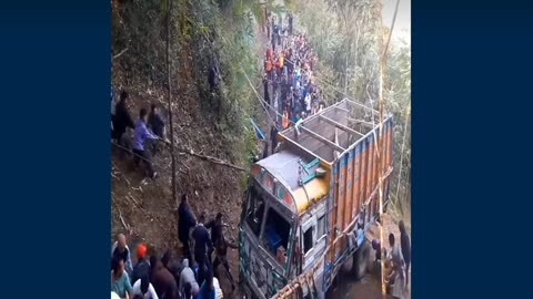 Pulling truck on top of the mountain