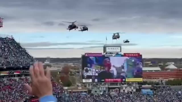 Helicopter flew over the Games, so handsome