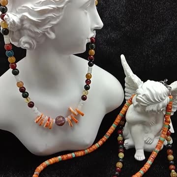 Spiny oyster mop Colorful Rutilated quartz beads and Ametrine necklace Vintage Style04