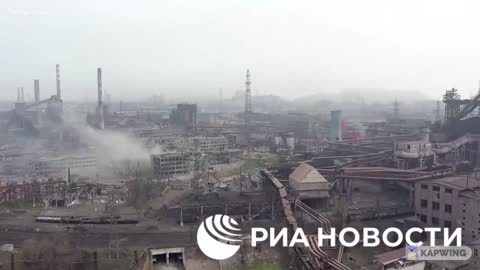 The territory of Azovstal from Drone a few minutes before the start of the ceasefire