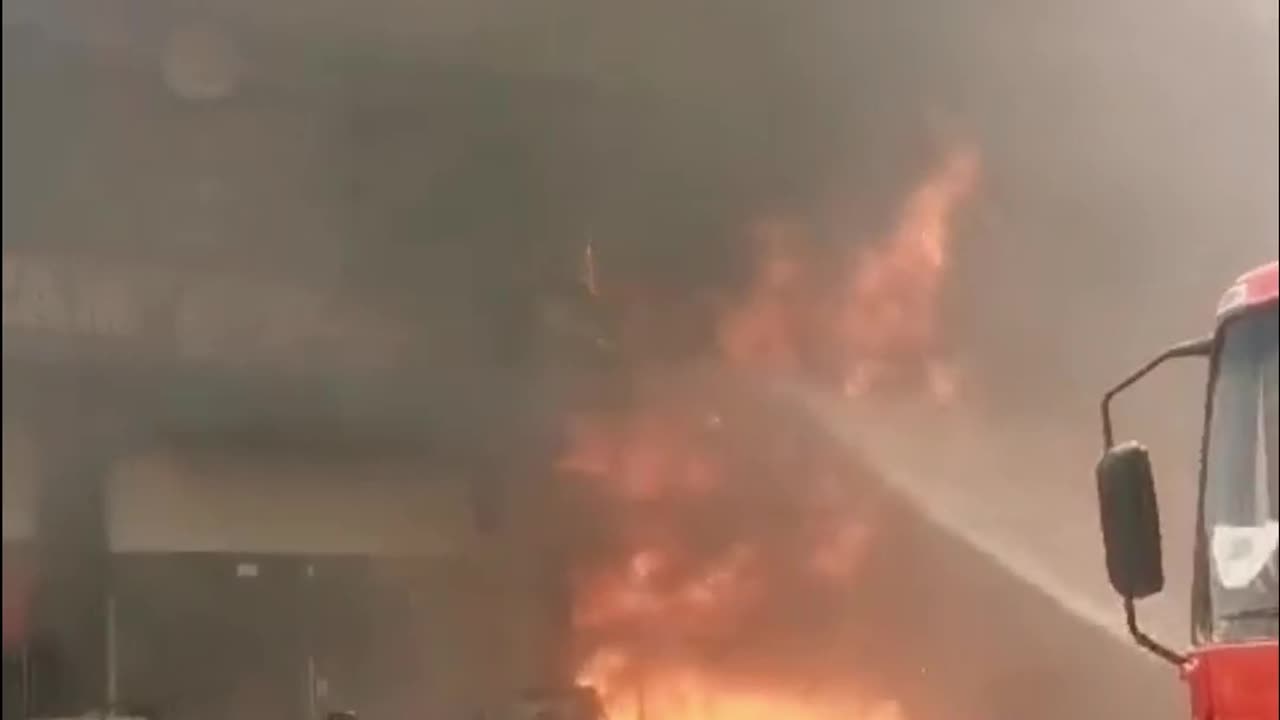 Fire in a street