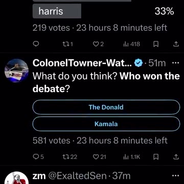 🚨 Debate poll results on X show Trump clearly won.