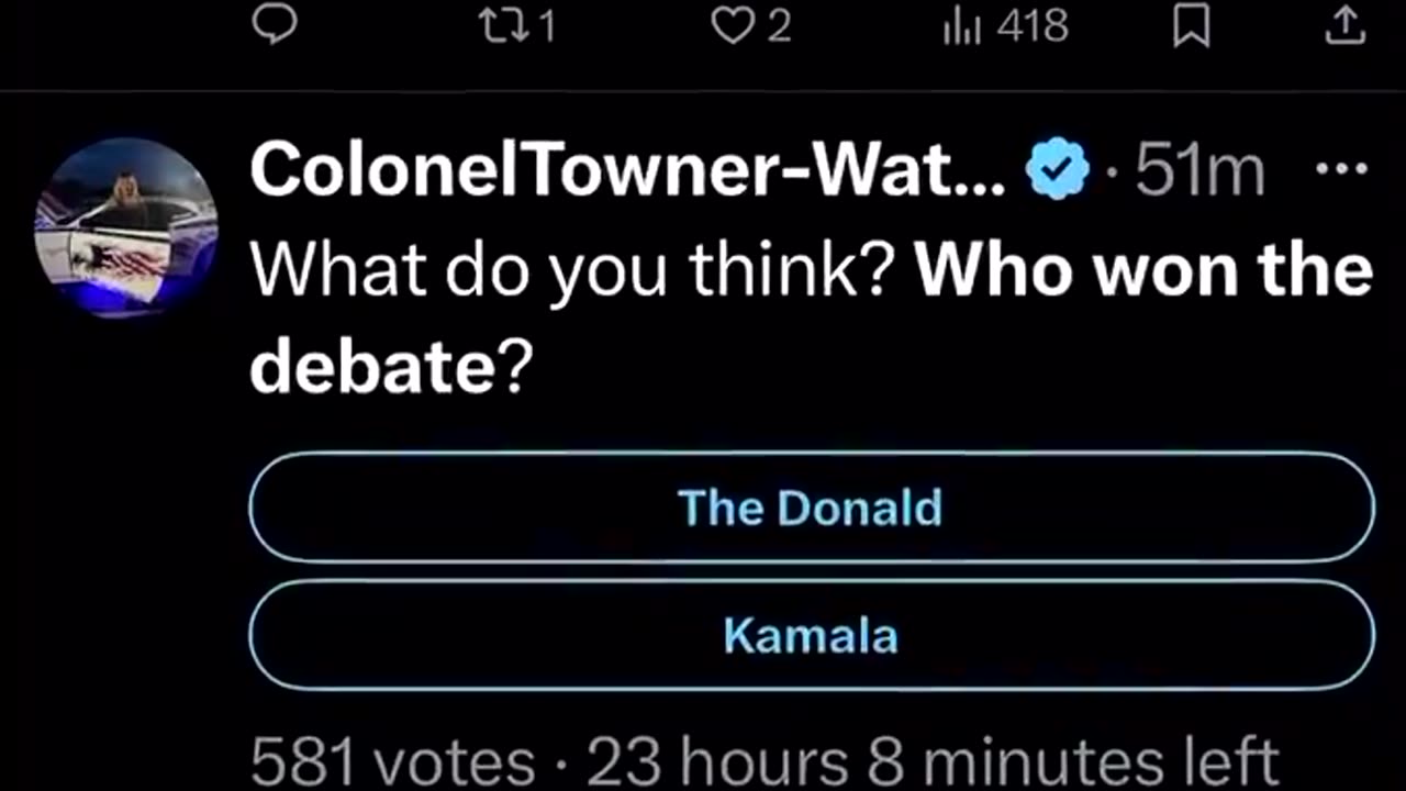 🚨 Debate poll results on X show Trump clearly won.