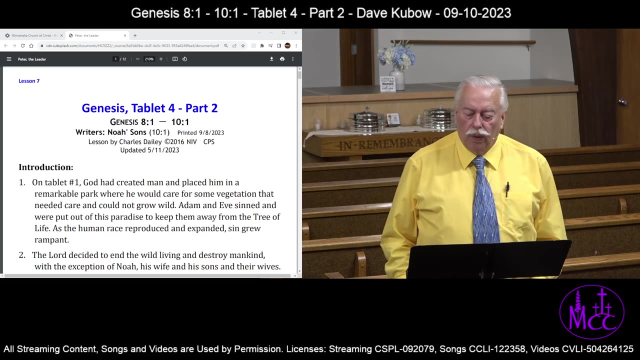 Genesis 8:1 - 10:1 - Tablet 4 - Part 2 - Dave Kubow - 09-10-2023
