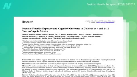 NIH now says Water Fluoridation causes Cognitive Impairment