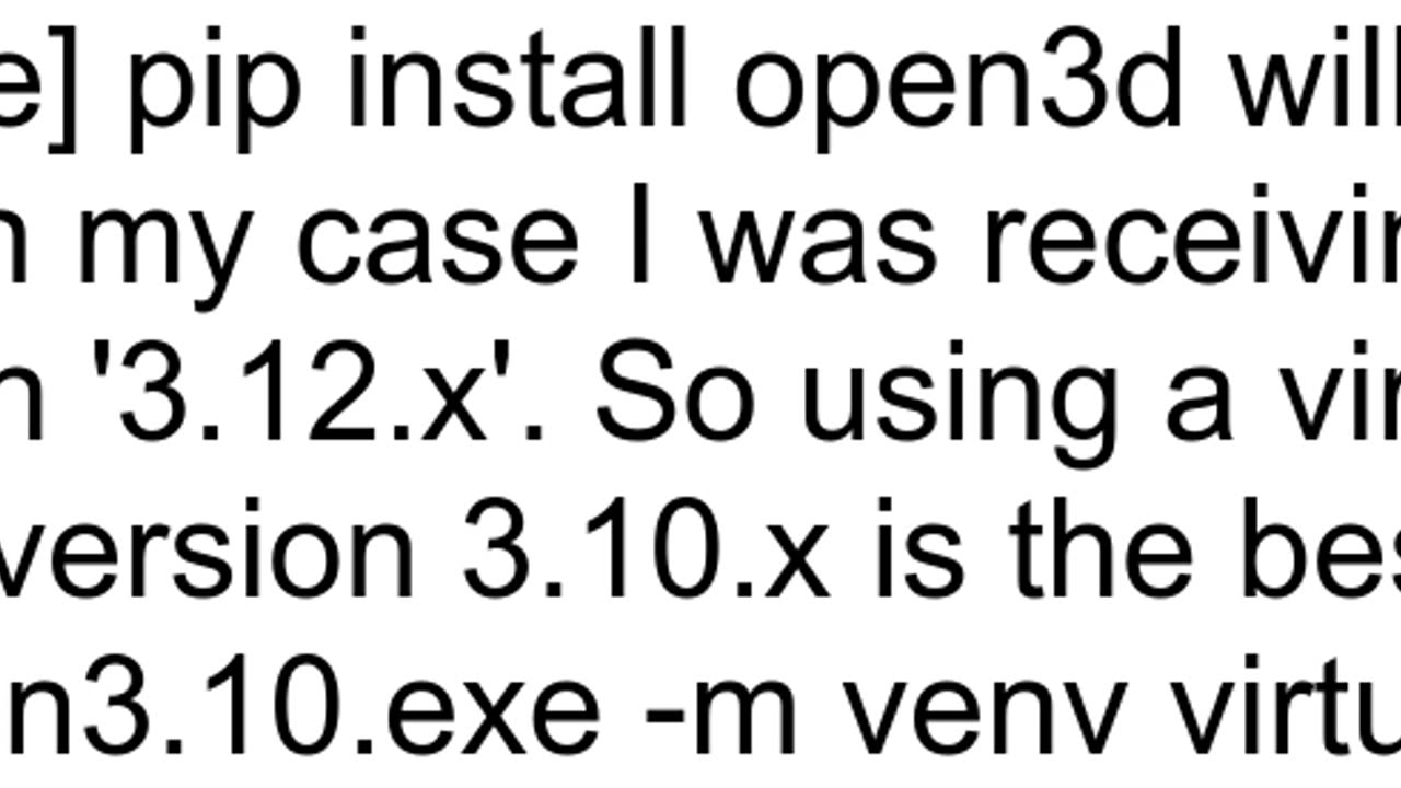 Can39t install open3d libraries ErrorCould not find a version that satisfies the requirement open3d