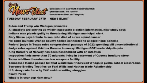 Tuesday, February 27, 2024 News Blast