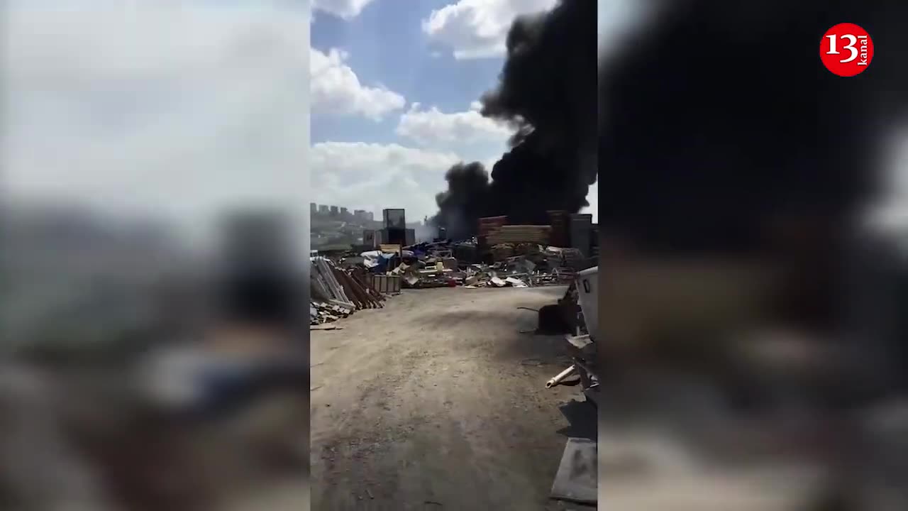 Massive fire breaks out in industrial site in Ankara