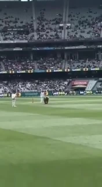 MCG MELB AUS - Man runs on the ground with, we do not comply on his back