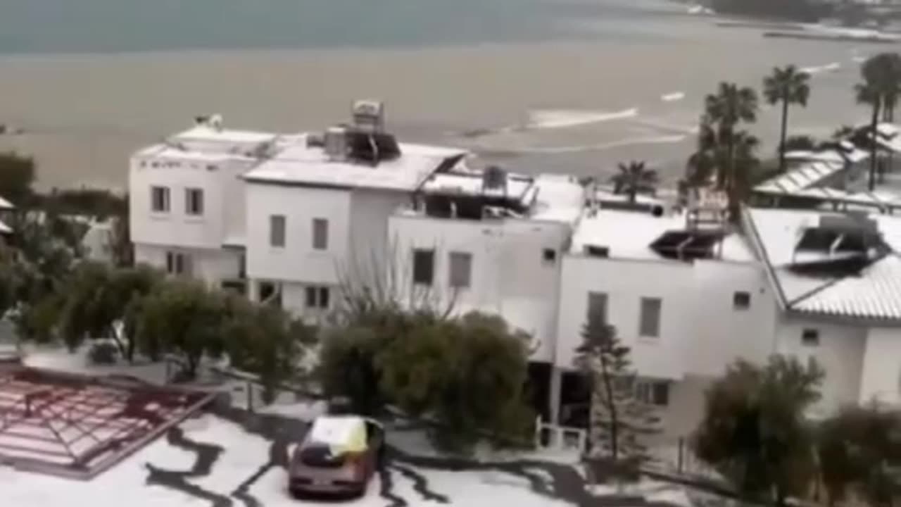 Heavy Hailstorm Falls In Karataş Of Adana Province, Turkey (18.02.2024)