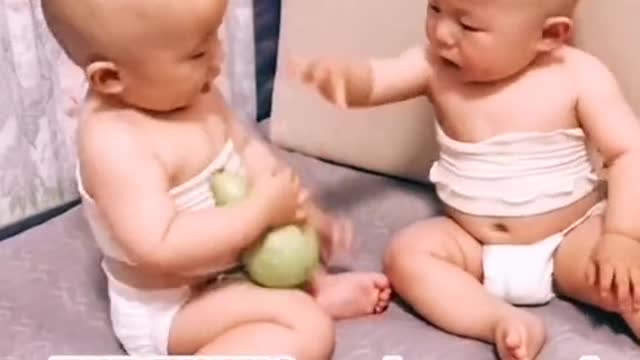 Cute funny twins