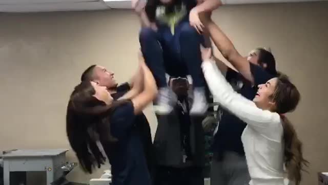 Collab copyright protection - girls lift one on chair hits head