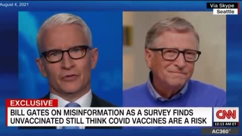 Bill Gates scheint sich offensichtlich zu amüsieren, als Anderson Cooper von CNN