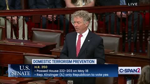 Sen. Rand Paul slammed the left's new racist domestic terrorism bill.