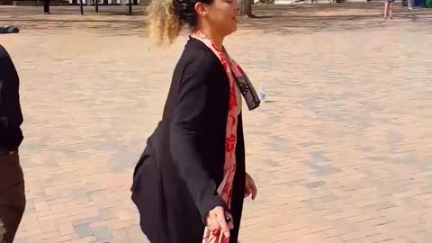 Screaming Art Major Goes Nuts (On Purpose) Over Trump Banner