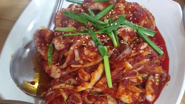 korea food(Cheonggukjang, Stir-fried octopus