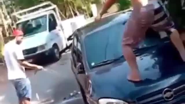 Funny dancing on the car