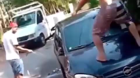 Funny dancing on the car