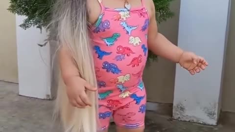 Long hair beautiful baby girl